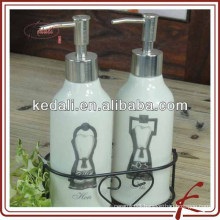ceramic bathroom soap dispenser with iron holder